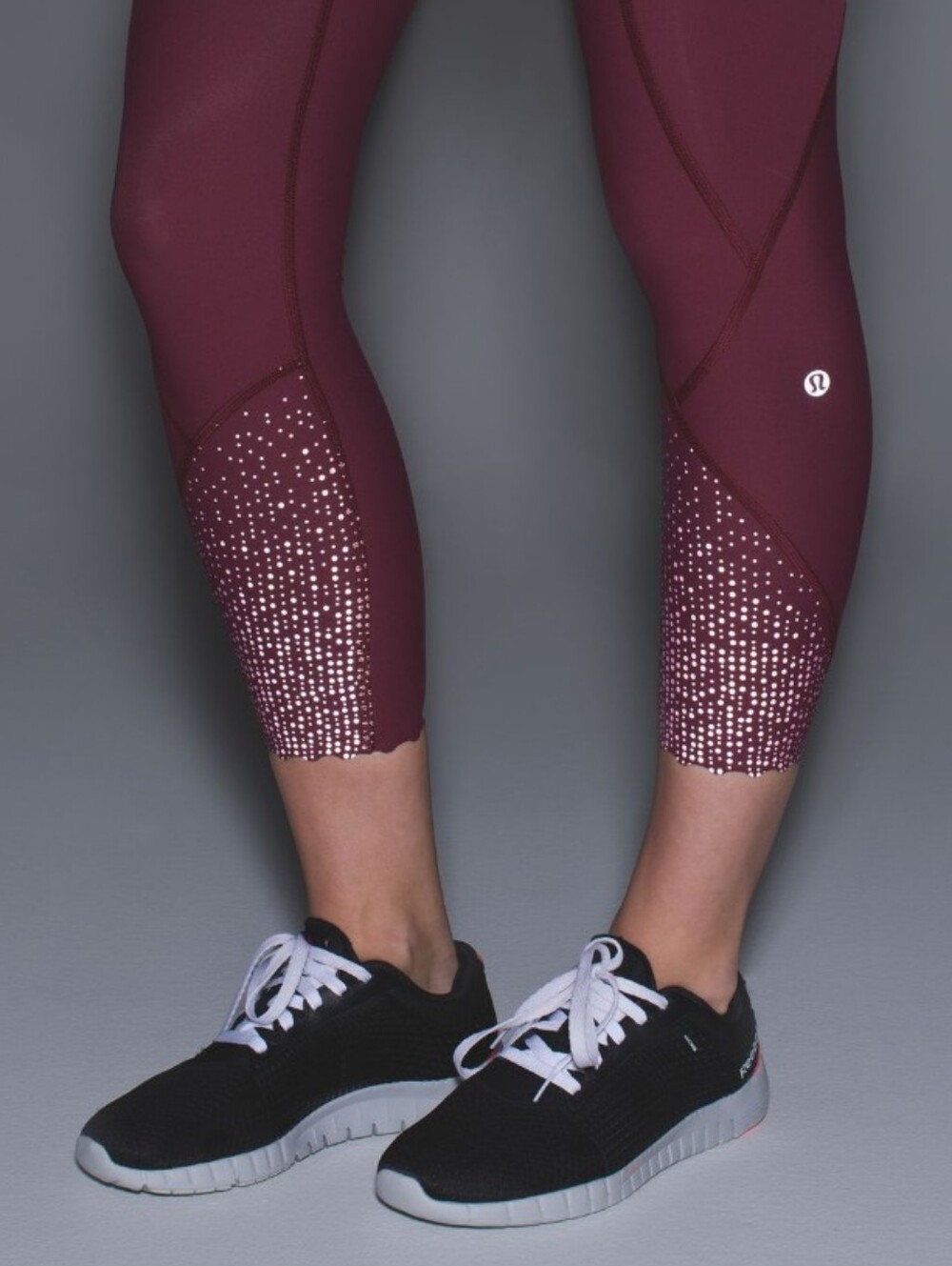 Lululemon Tight Stuff Crop Reflective Berry Leggings Size 8